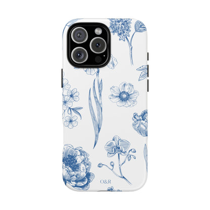 Botanical Blue Floral Phone Case - Elegant Flower Design Tough Cases for All Seasons, Birthday Gift, Stylish Phone Accessories, Nature Lover