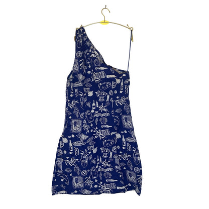 Madewell x Lisa Says Gah! One-Shoulder Mini Dress in Clematis Blue Size 00