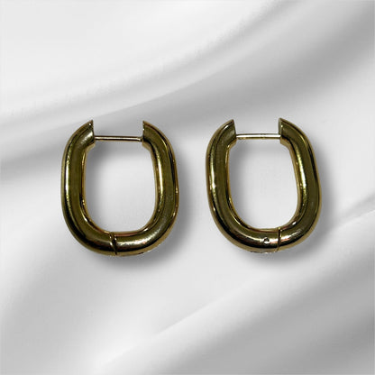 Chunky Gold Plated Stainless Steel U-Shaped Huggie Hoop Earrings