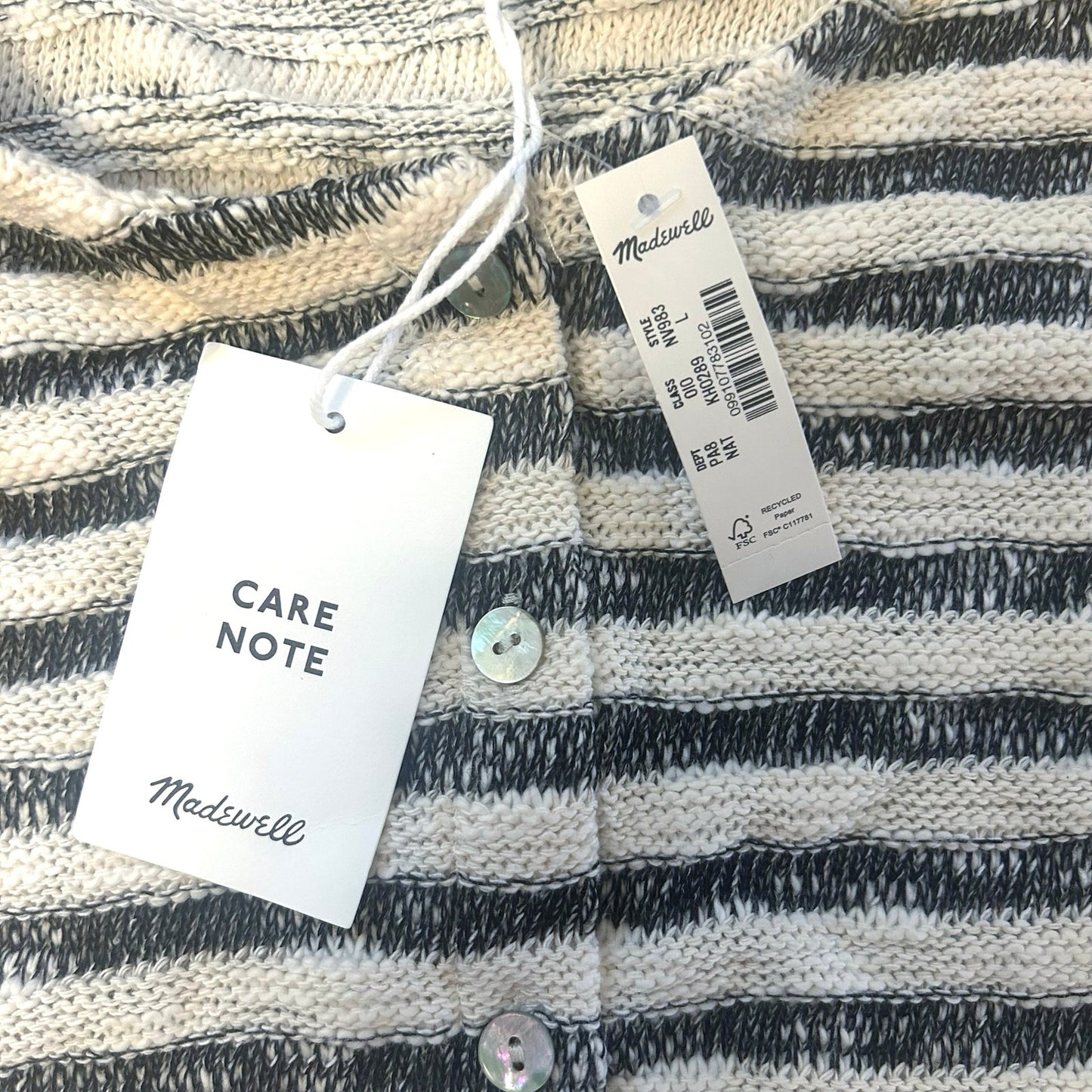 Madewell Crewneck Sweater Vest in Stripe Natural Size L