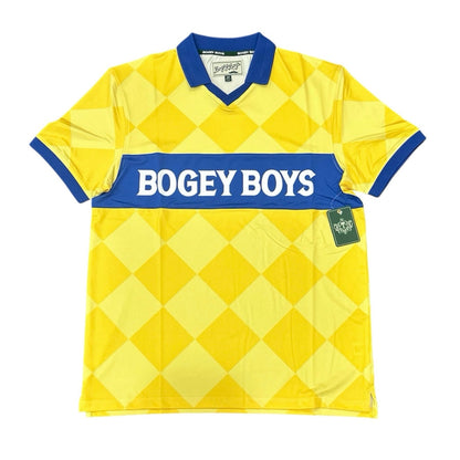 Bogey Boys Macklemore Men's Athletic Checkered Polo Golf Shirt Yellow Size M