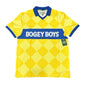 Bogey Boys Macklemore Men's Athletic Checkered Polo Golf Shirt Yellow Size M
