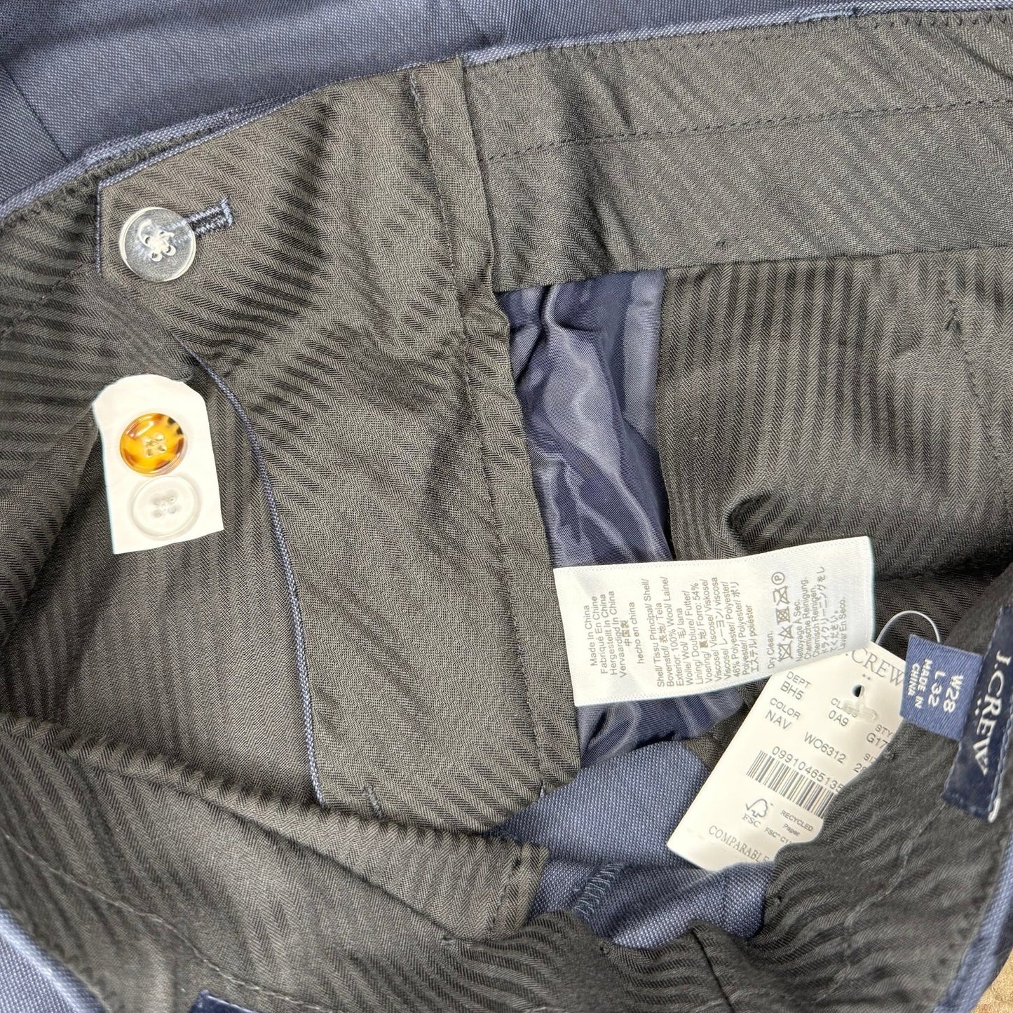 J.Crew Slim-Fit Thompson Worsted Wool Suit Pant in Navy Size 28x32