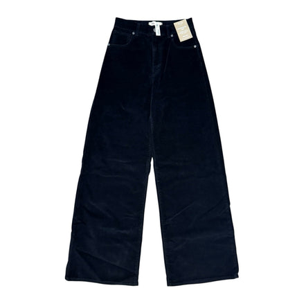 Madewell Super Wide Leg Corduroy Pant in True Black Size 24