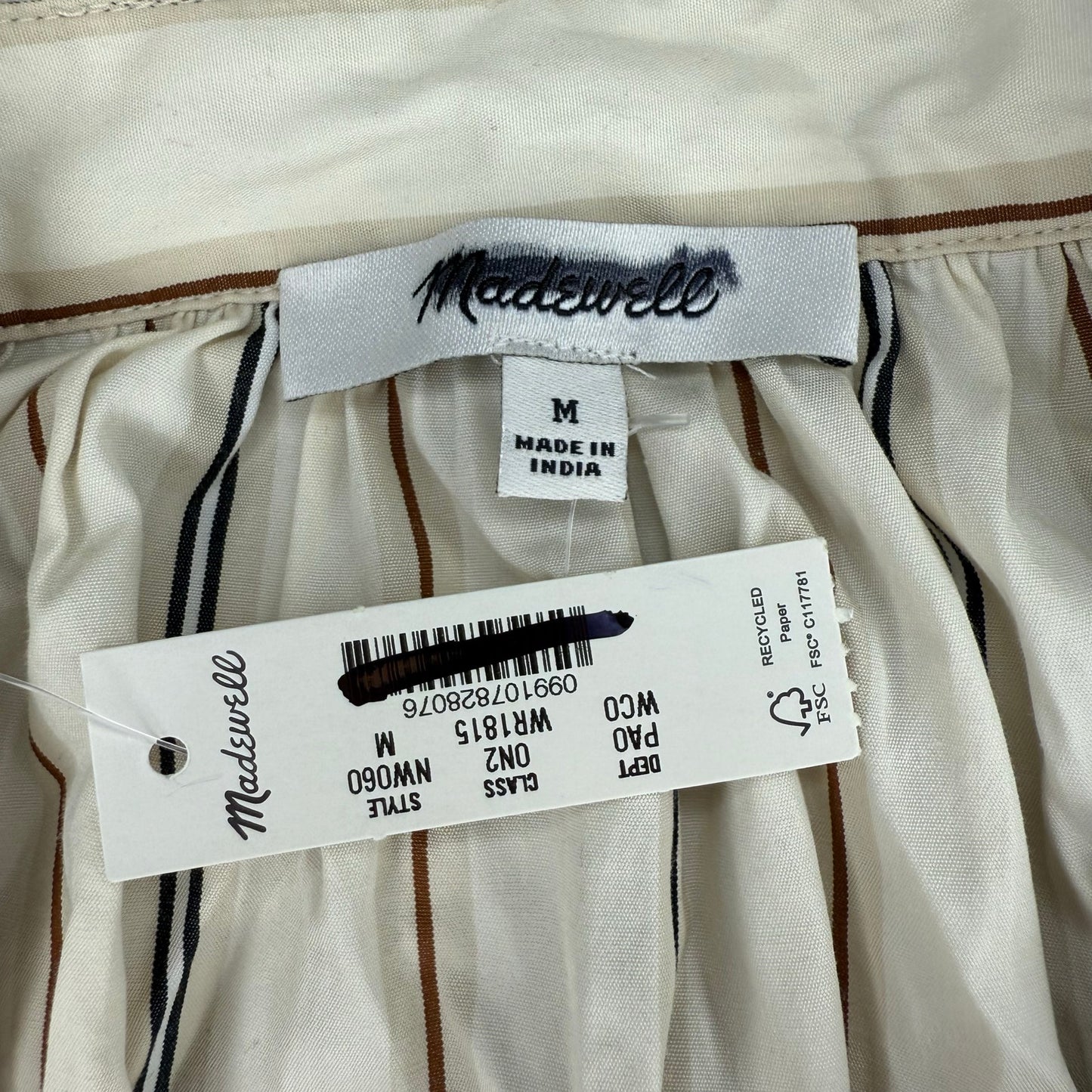 Madewell Shirred Bubble-Sleeve Button-Up Shirt in Poplin Size M