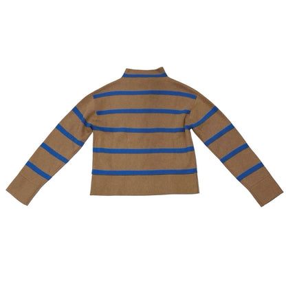 Everlane The Lace-Up Smock Sweater Wool Blend Tan and Blue Stripe Size XS