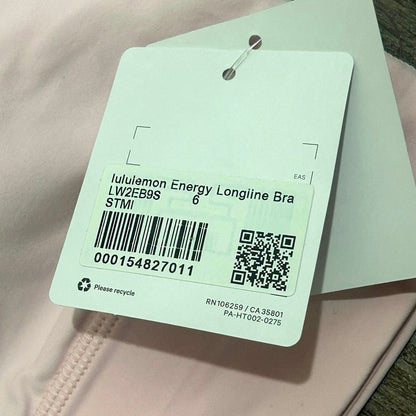 NWT Lululemon Energy Longline Bra in Strawberry Milkshake Size 6