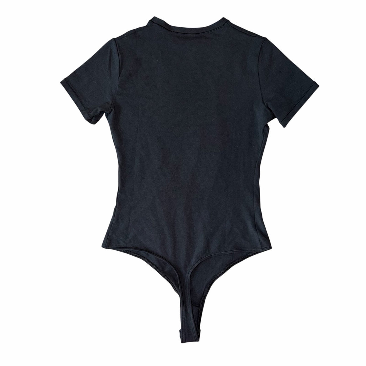 Quince Stretch Cotton Jersey Short Sleeve Bodysuit in Black Size S