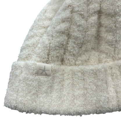 Barefoot Dreams CozyChic Cable Beanie With Pom Pom in Cream OS