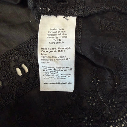 Madewell Embroidered Ruffle-Trim Top Black Size XL