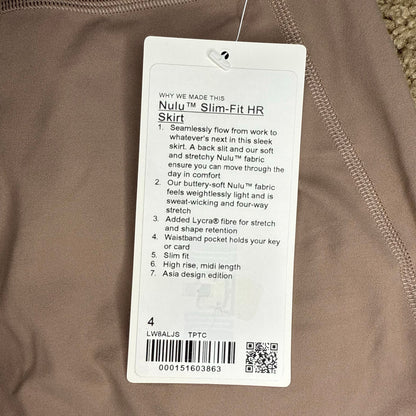 Lululemon Nulu Slim-Fit High-Rise Taupe Skirt Size 4