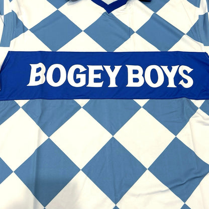 Bogey Boys Macklemore Men's Athletic Checkered Polo Golf Shirt Blue Size L