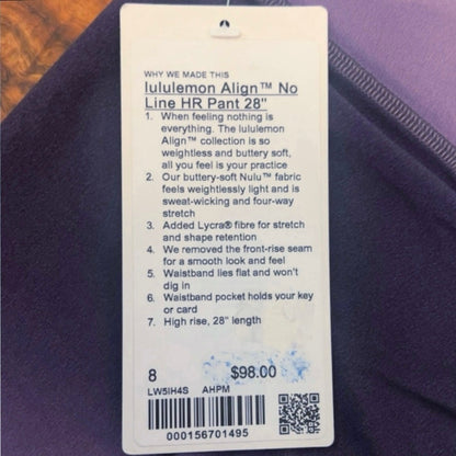 Lululemon Align No Line™ High-Rise Pant 28" Aurora Haze Purple Multi Size 8