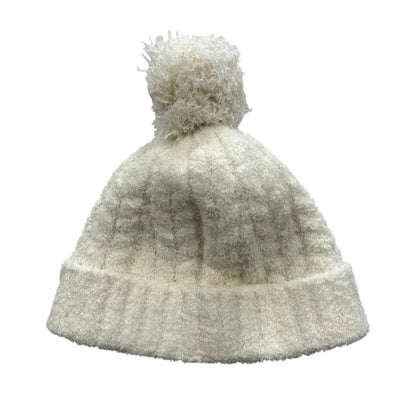 Barefoot Dreams CozyChic Cable Beanie With Pom Pom in Cream OS