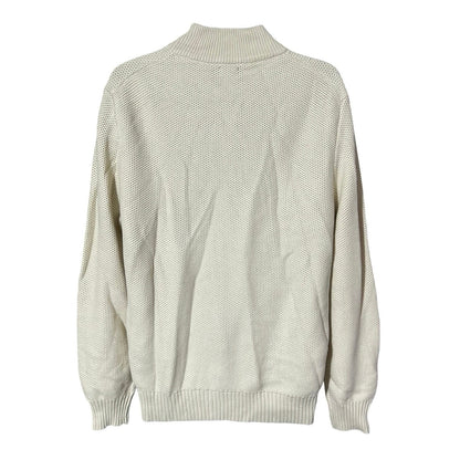 J.Crew Cotton Honeycomb Knit Half-Zip Sweater in Natural Size L