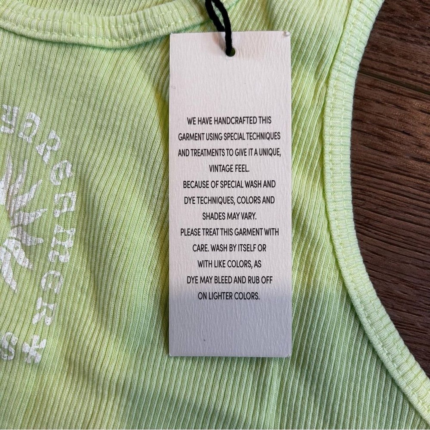 Daydreamer LA Women's Ribbed Tank Top Acid Yellow Size Medium