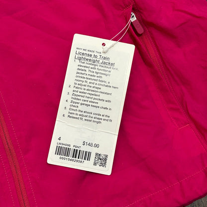 Lululemon License to Train Lightweight Jacket in Passionate Size 4