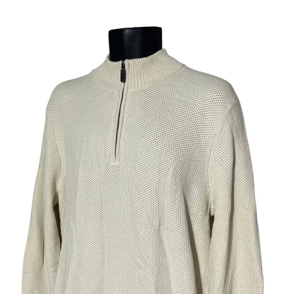 J.Crew Cotton Honeycomb Knit Half-Zip Sweater in Natural Size L