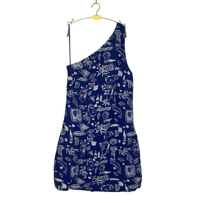 Madewell x Lisa Says Gah! One-Shoulder Mini Dress in Clematis Blue Size 00