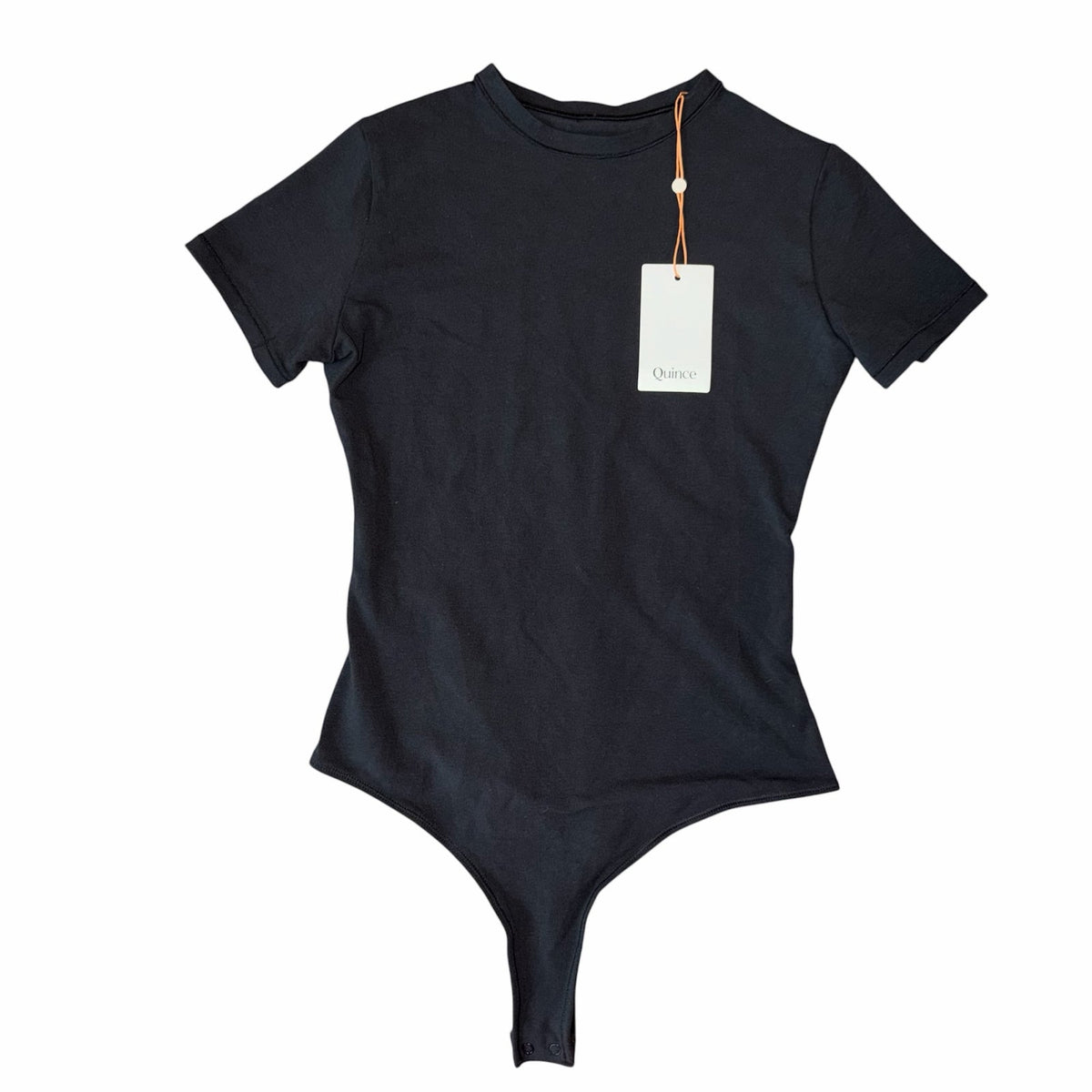 Quince Stretch Cotton Jersey Short Sleeve Bodysuit in Black Size S