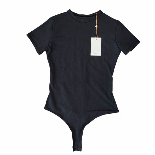 Quince Stretch Cotton Jersey Short Sleeve Bodysuit in Black Size S