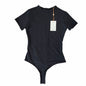 Quince Stretch Cotton Jersey Short Sleeve Bodysuit in Black Size S