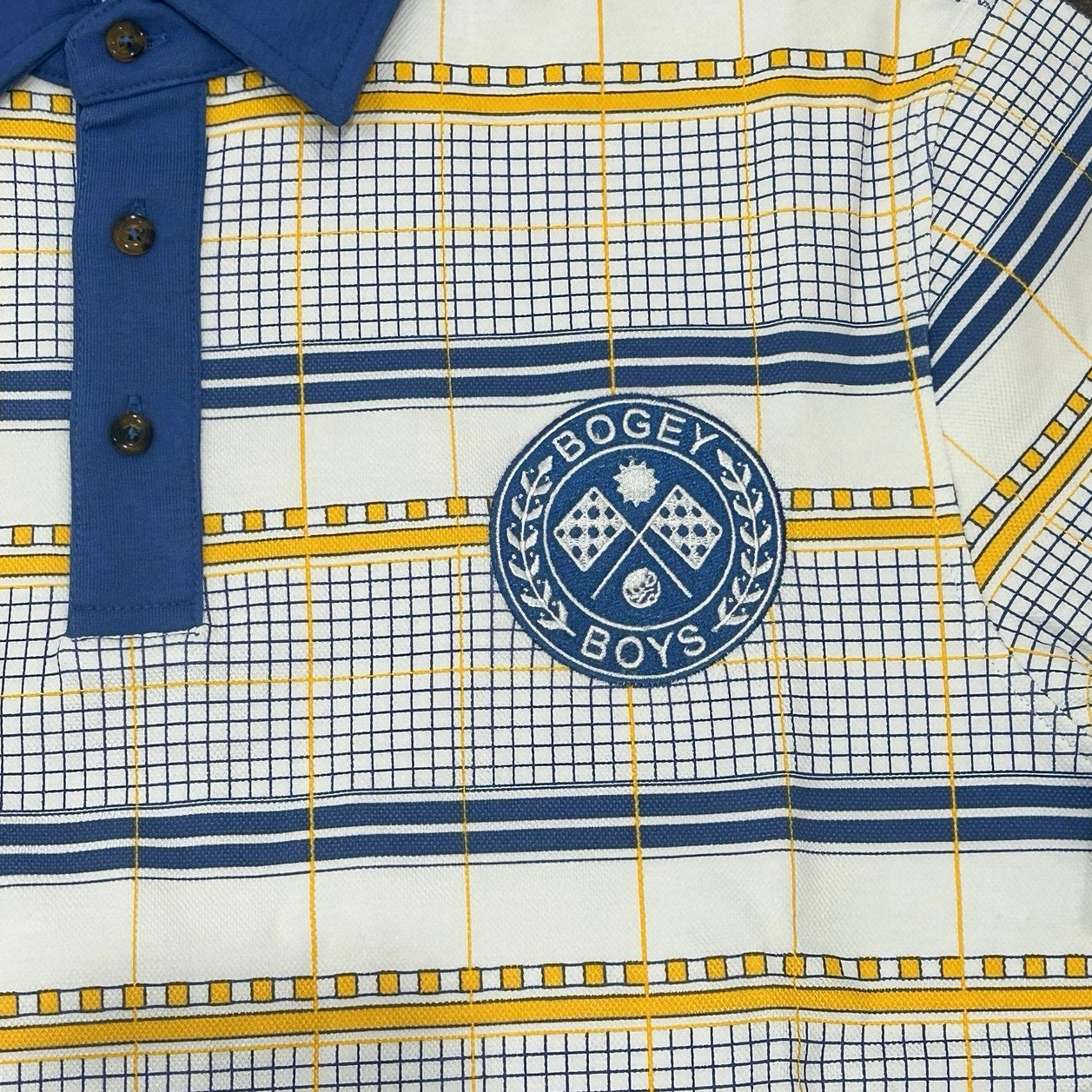 Bogey Boys Macklemore Men's Grid Plaid Polo in Koi Blue Size S