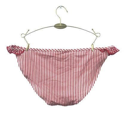 Aerie Seersucker Gingham Red White Striped Ruffle Bikini Bottom Swim Size S