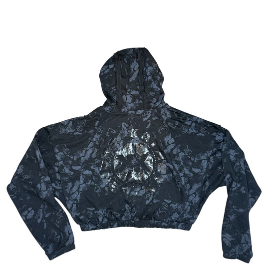 Gymshark x KK FIT Cropped Zip Up Hoodie Black Pattern Size XXL