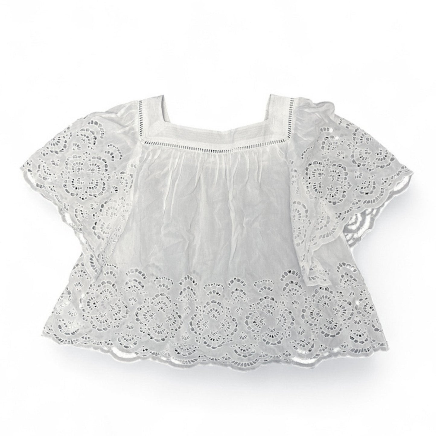 Madewell Flutter-Sleeve Top White Size Small