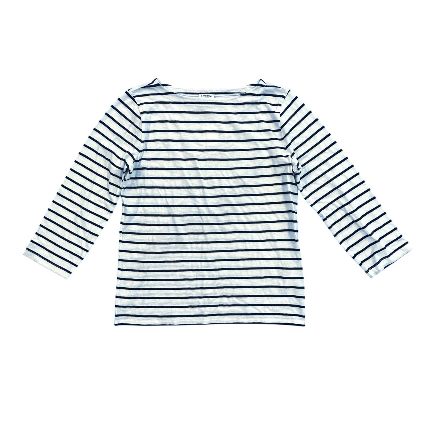 J.Crew Striped Three-Quarter Sleeve Boatneck Tee Antique Navy White Size XS