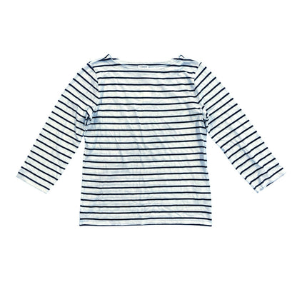 J.Crew Striped Three-Quarter Sleeve Boatneck Tee Antique Navy White Size XS