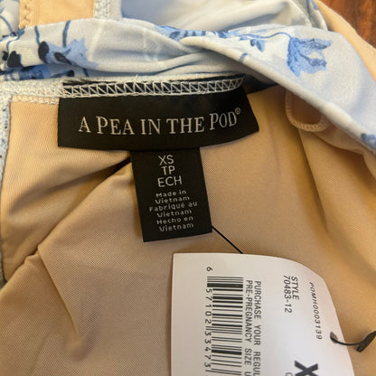 A Pea In The Pod Maternity Blue Floral Ruffle One Piece Swimsuit Size XS