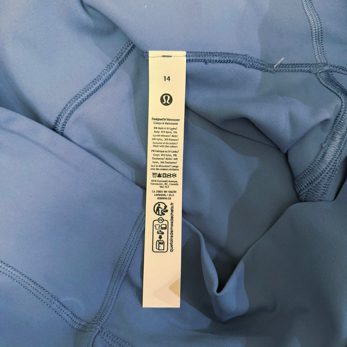 Lululemon Nulu High-Rise Mesh-Panel Tight 25" Washed Denim Blue Size 14