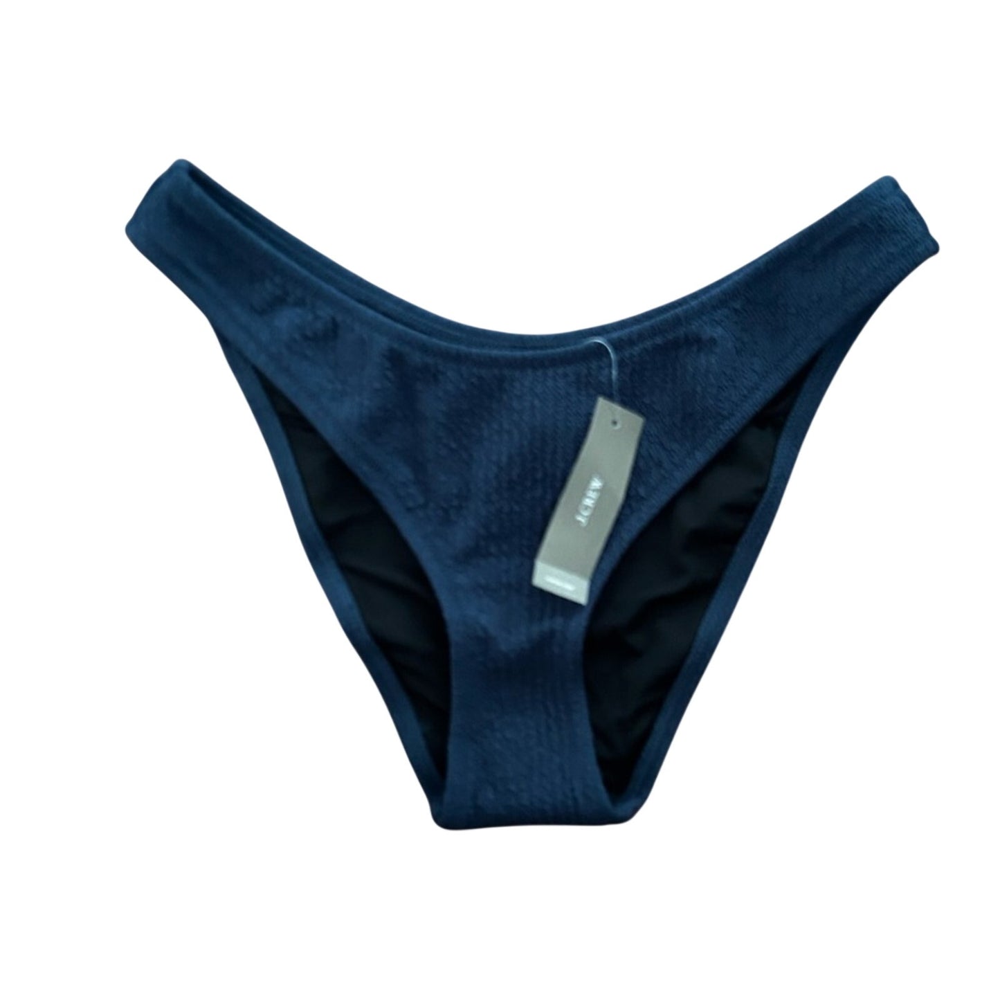 J. Crew Textured Curved-Waist Cheeky Bikini Bottom Navy Blue Size Small S