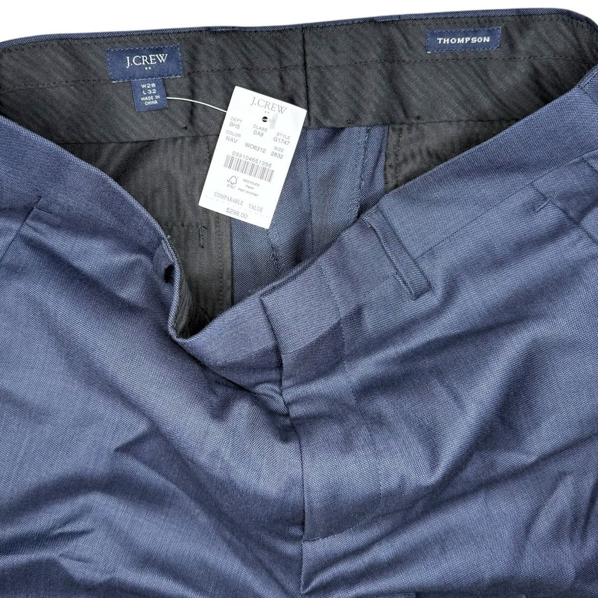 J.Crew Slim-Fit Thompson Worsted Wool Suit Pant in Navy Size 28x32