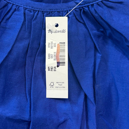 Madewell Shirred Puff-Sleeve Top in Cotton-Silk Voile in Bright Sapphire XXS