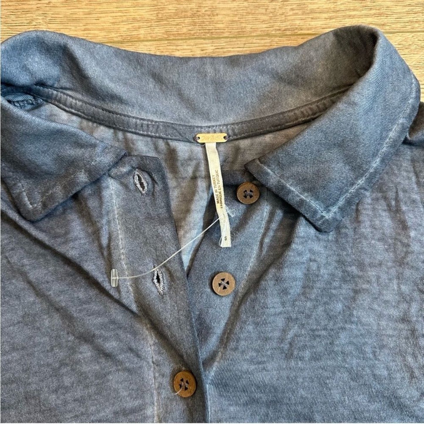 Free People Weekend Rush Henley Button Crop T-Shirt Size S