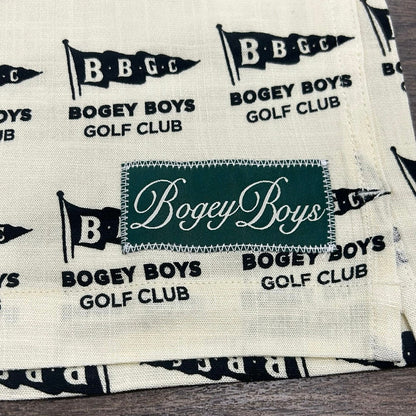 Bogey Boys Flag Button Up Men's Golf Shirt Black and Cream Size L