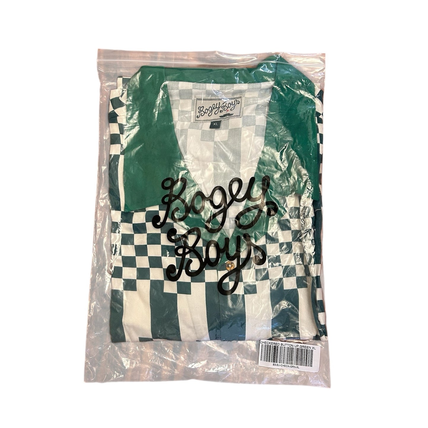 Bogey Boys by Macklemore Checkered Button Up Men's Golf Shirt Green Size XL