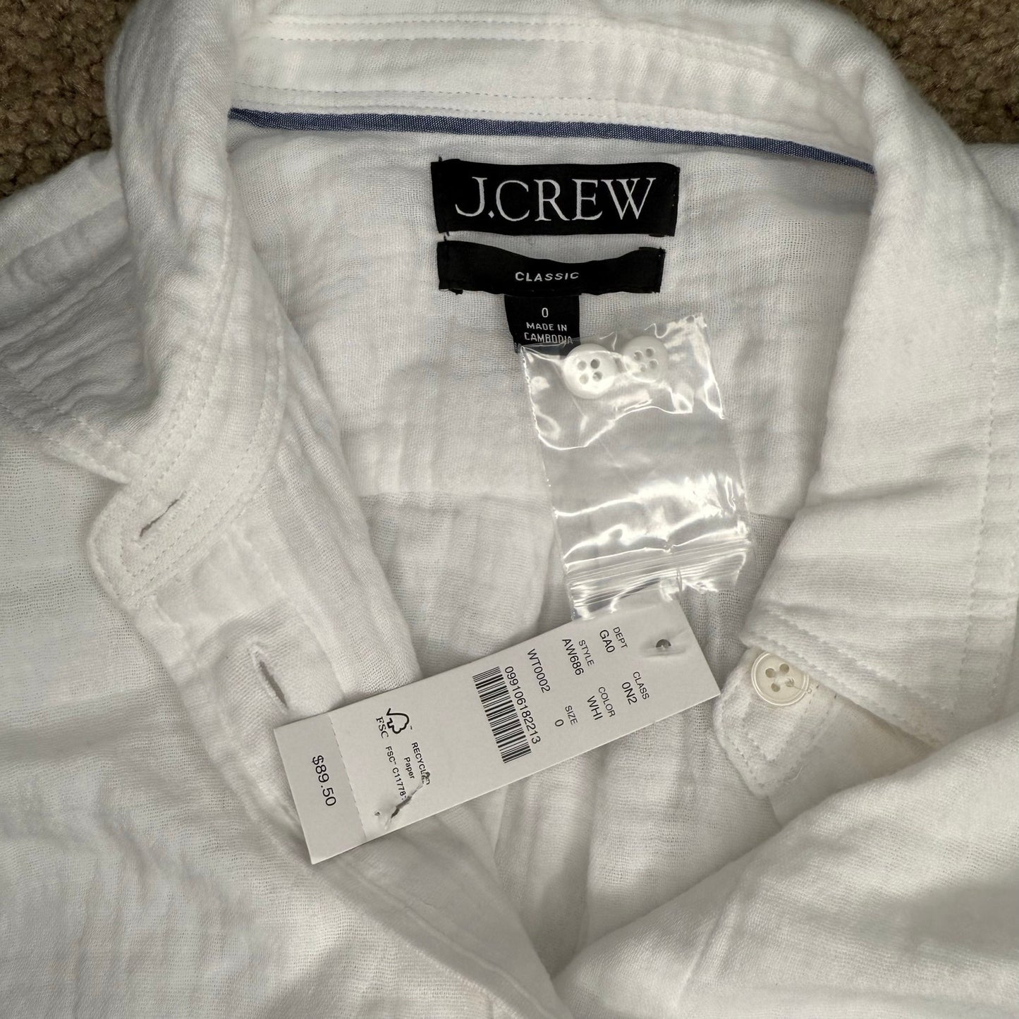 J. Crew Garçon Classic Double-Gauze Shirt Size 0