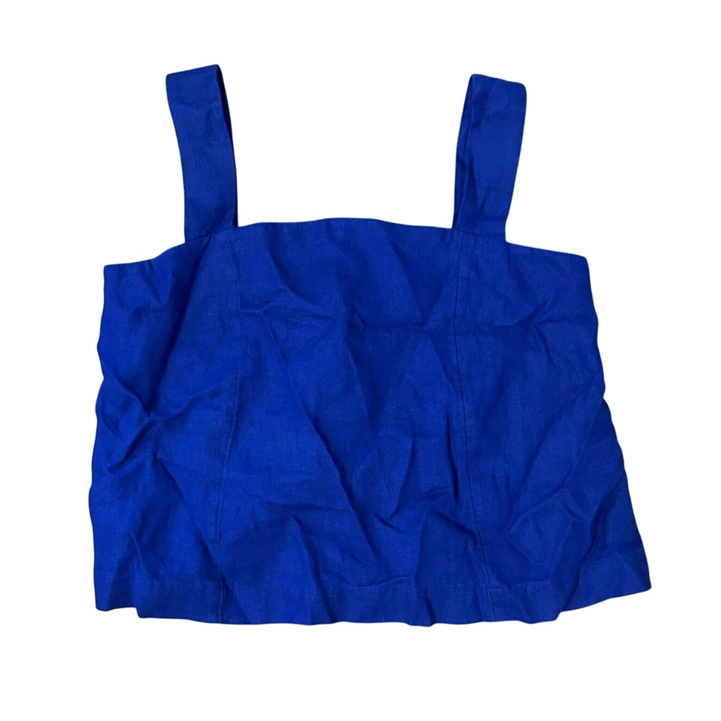 Madewell Curved-Neck Shell Tank in 100% Linen Bright Sapphire Size 14