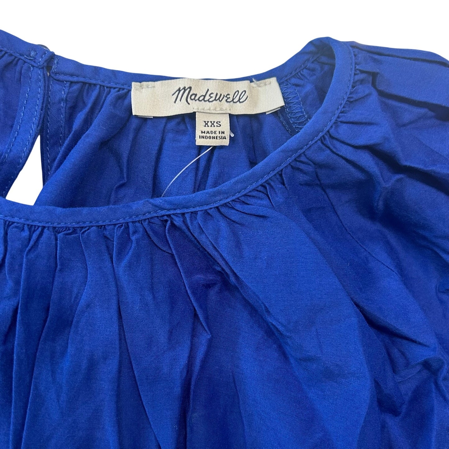 Madewell Shirred Puff-Sleeve Top in Cotton-Silk Voile in Bright Sapphire XXS