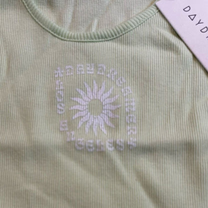 Daydreamer LA Women's Ribbed Tank Top Acid Yellow Size Medium