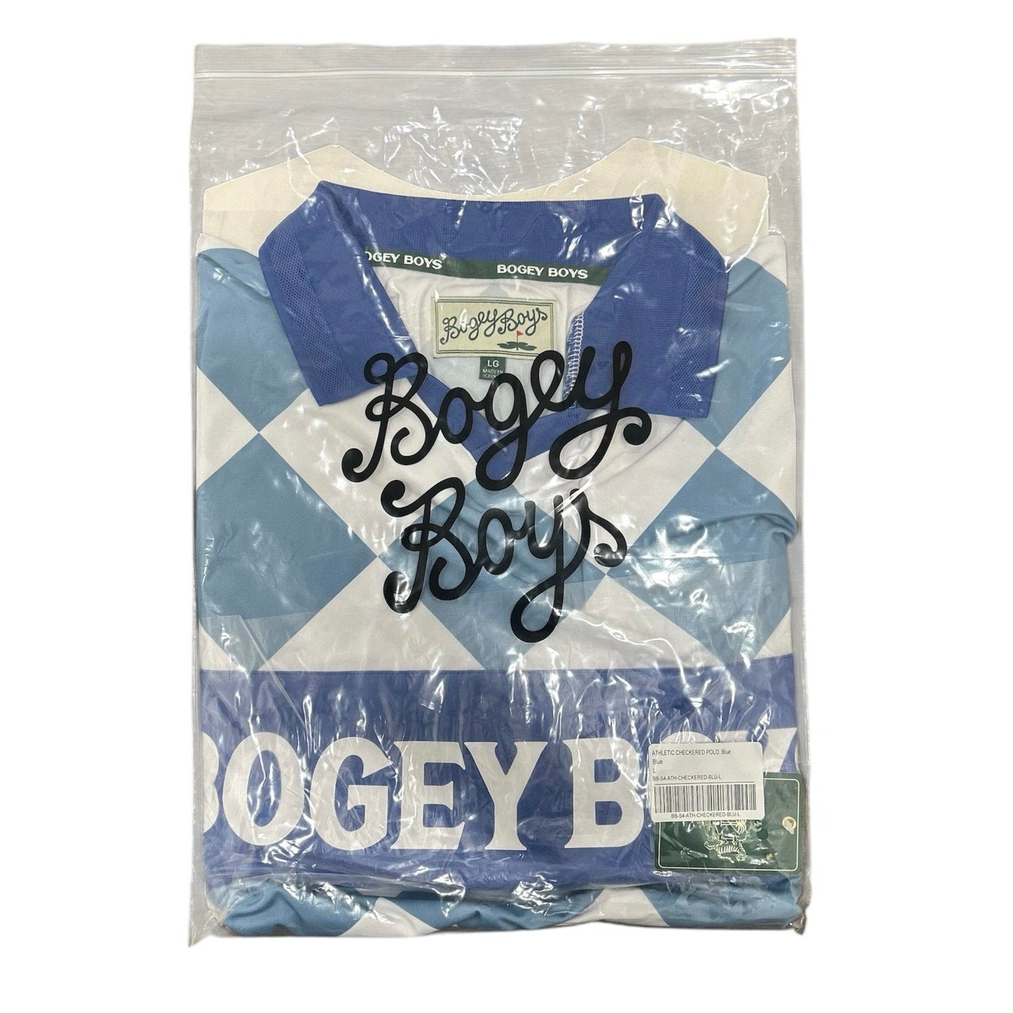 Bogey Boys Macklemore Men's Athletic Checkered Polo Golf Shirt Blue Size L