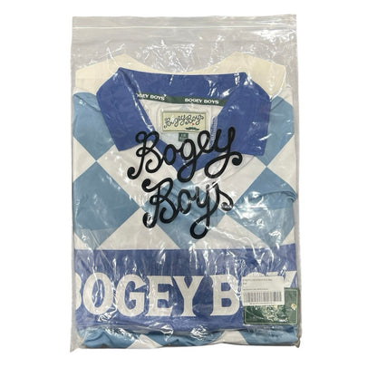 Bogey Boys Macklemore Men's Athletic Checkered Polo Golf Shirt Blue Size L