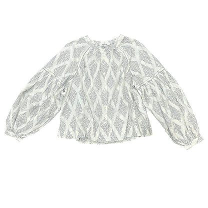 Madewell Shirred Balloon-Sleeve Top in Geometric Print in Lighthouse Size M
