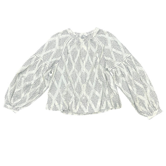 Madewell Shirred Balloon-Sleeve Top in Geometric Print in Lighthouse Size M