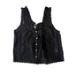 Madewell Embroidered Ruffle-Trim Top Black Size XL