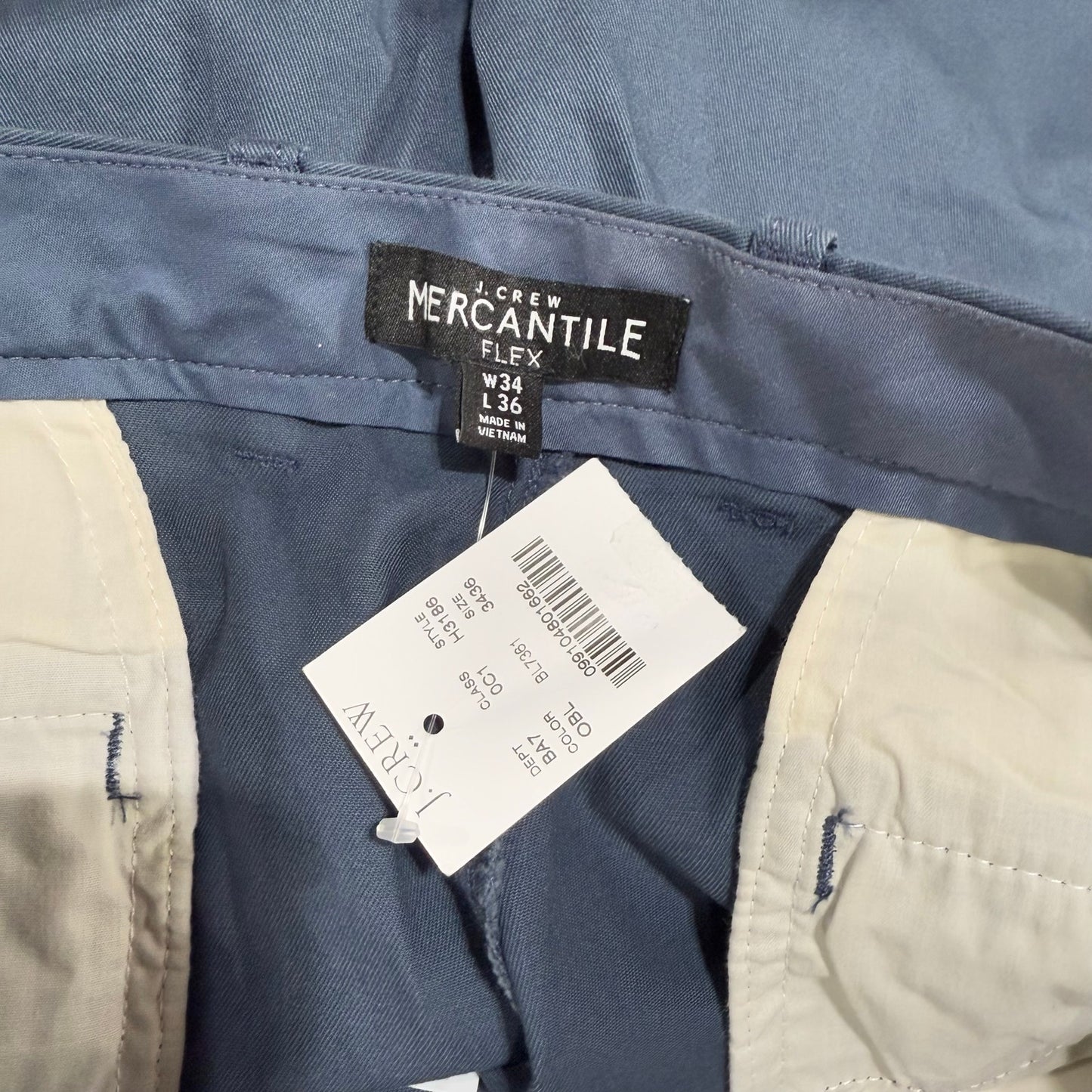 J. Crew Mercantile Straight-Fit Flex Chino Pant Blue Size 34x36